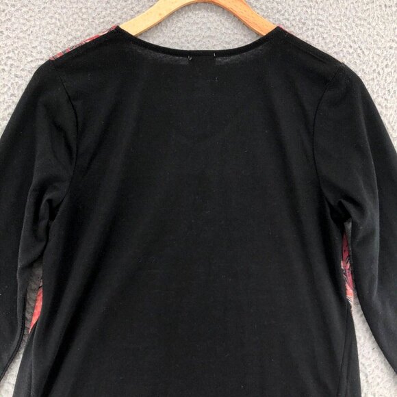 Chicos Top Womens 0 US Small Red Multi Floral V Neck 3/4 Sleeve Tunic Pullover - Picture 4 of 10